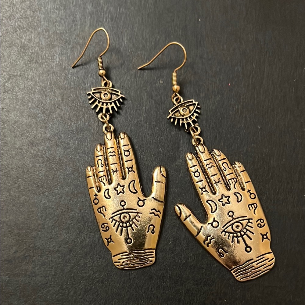 Mystical Gold Hand Earrings